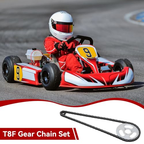Chain and Sprocket Kit, Mini Bike Sprocket Replacement High Power Steel T8f Front and Rear Gear Chain Set for Modified Kart Mini Motorcycles