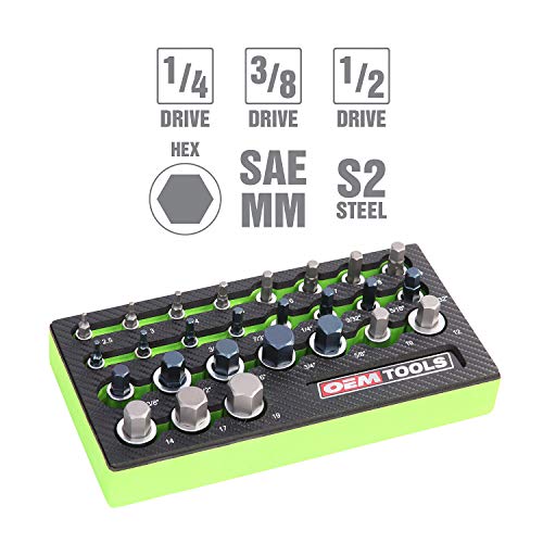 OEMTOOLS 23990 Allen Socket Set 26Pc, Allen Wrench Socket Set SAE & Metric - size: 26 Piece