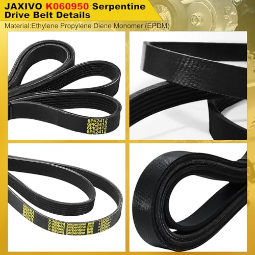 6PK2415 Serpentine Belt V-Ribbed Drive Belt for 05-09 A4 Quattro,06-16 A6,11-16 SRX,02-06 Avalanche 2500,10-17 Equinox/Terrain V6,01-07 Silverado 2500HD 3500,Replace K060950,5060950 - size: 6PK2412-2412mm