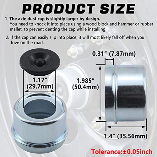 8pcs 1.98'' Trailer Hub Dust Caps for 2000 3500 lb Boat RV Trailer - color: 1.98'' Trailer Hub Caps 8pcs
