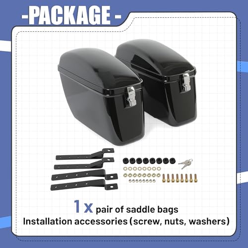 ECOTRIC 60L Motorcycle Hard Saddle Bags Fit for Most Bikes and Cruisers - color: Black, size: Saddlebag 60L Pair