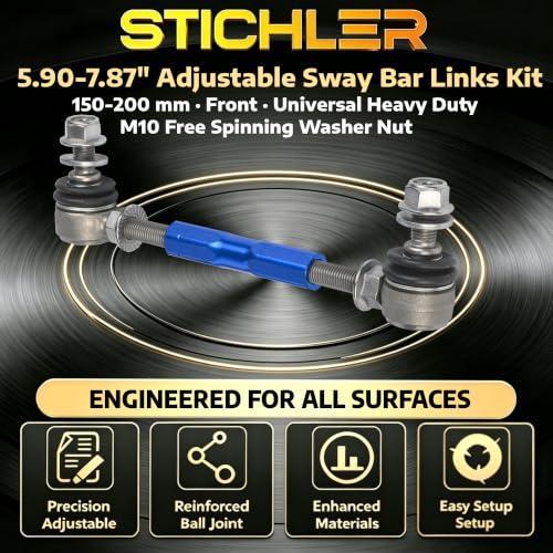 5.90-7.87'' 150-200 mm M10 Front Adjustable Aluminum Sway Bar End Links - size: 150-200 M10 Front