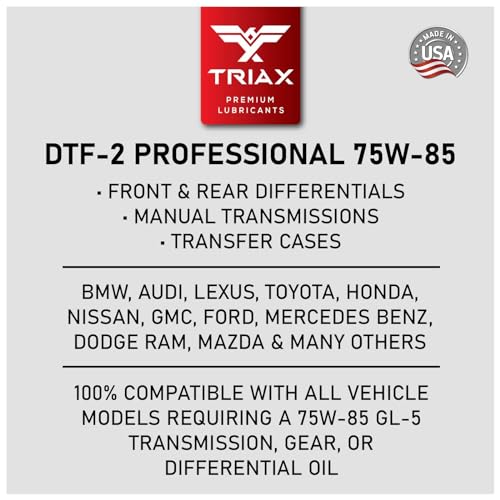 TRIAX DTF-2 Professional 75W-85 GL-5 Full Synthetic Differential & Drivetrain Fluid | Limited Slip Ready | Compatible with BMW, Dodge, Ford, GM, Jeep, Lexus, MB, Nissan & Toyota (1 Quart) - size: 1 Quart