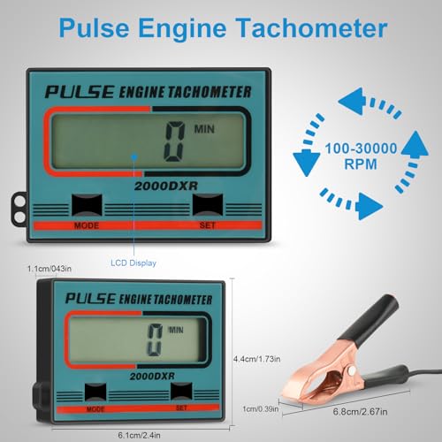 Digital Chainsaw Tachometer for Small Engines, Inductive RPM Meter Gauge - color: Teal
