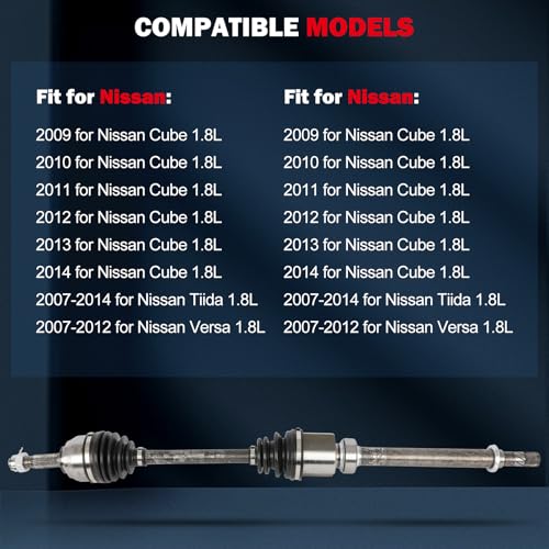 CV Axle NCV53910 for Nissan Cube/Tiida/Versa 2007-2014 Front Right Manual - size: 18-0034