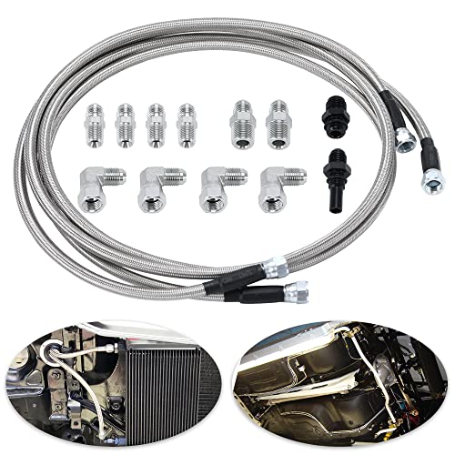 6AN 70" Transmission Fluid Oil Cooler Hose Line kit for GM Chevy Transmission 4L80E TH350 TH400 4L60E 700R4 200-4R TR6060 Ford AOD 4R100 4R70W and C5 Stainless Steel Braided PTFE Hose - size: 70inch
