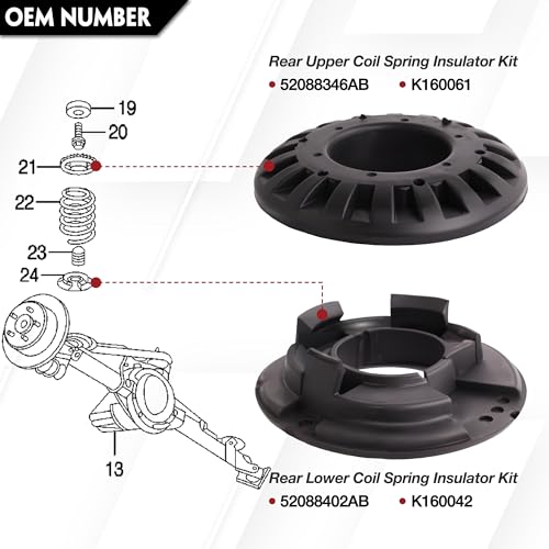 8Pcs Front Rear Upper & Lower Coil Spring Isolators Kit Fit For Jeep Grand Cherokee WJ WG 1999-2004 Coil Spring Insulator Replace For K160040 K160041 52088257AB 52088401AB K160061 K160042 52088346AB - color: Front and Rear