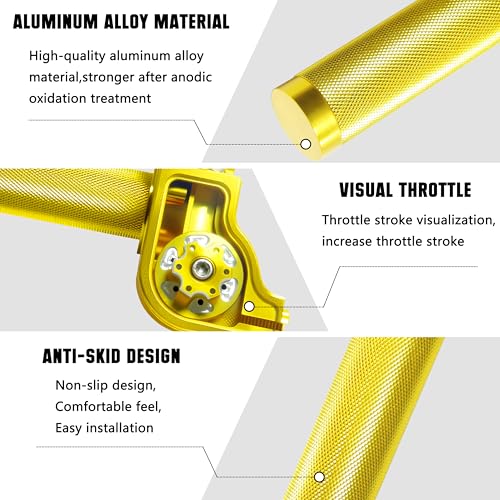 Motorcycle Throttle Grip 7/8" 22mm CNC Aluminum Quick Twister with Throttle Cable for KLX CR CRF EXC XR CRF50 CRF230 50 110 125 230 250 Dirt Pit Bike Motocross Motorbike Quad ATV - color: Gold