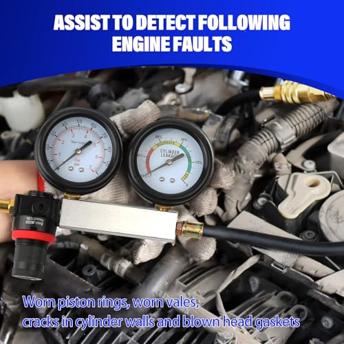 TU-21 Engine Cylinder Leak Down Tester Kit, Automotive Engine Compression Leakage Test Kit for Cars Trucks Motorcycles (Black) - color: black