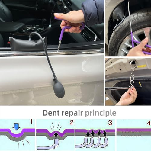 Rods Dent Removal Kit, 30 Pcs Paintless Dent Repair Rods, Special Manganese Steel, Professional Hail Dent Removal Tool for Minor Dents, Door Dings and Hail Damage