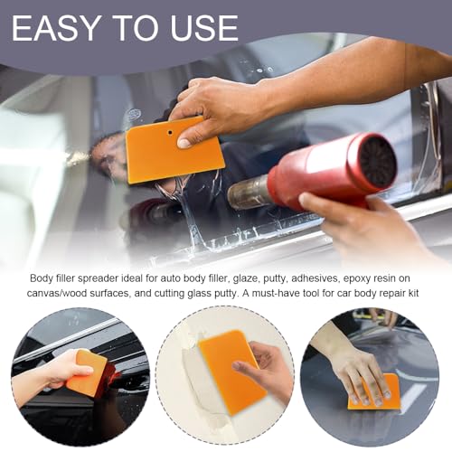 9PCS Body Filler Spreaders, 4, 5, 6 Inch Auto Plastic Body Spreader Tool, Car Window Film Scraper, Reusable Car Film Application Tool for Applying Fillers, Putties, Glazes, Caulks (9PCS) - color: 9PCS