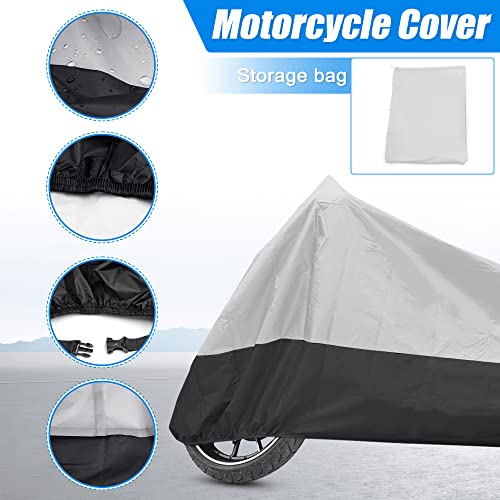 uxcell Motorcycle Cover for Honda CB CBR CR CRF Cruiser Scooter Tour Bikes - color: Silver Tone Black, size: Large