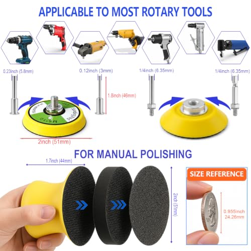 137PCS 2 Inch Sanding & Polishing Kit, Hook and Loop Backing Pads for Drill - size: 2 Inch
