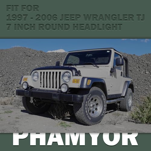 7 Inch Round Headlight Mounting Retaining Bracket Ring with Headlight Metal Ring Fit for 1997-2006 Jeep Wrangler TJ, 1 Pair, Left & Right, Black - color: TJ, Kit