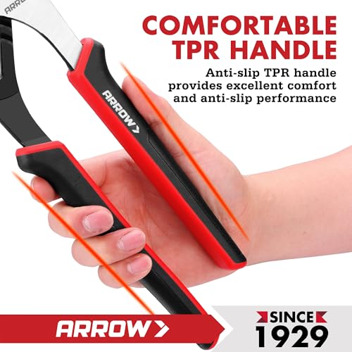 ARROW 12-Inch Groove Joint Pliers, Adjustable Water Pump Pliers with TPR Handle, High Carbon Steel Tongue and Groove Plier for Plumbing, Automotive and Household Repairs - style: 12"