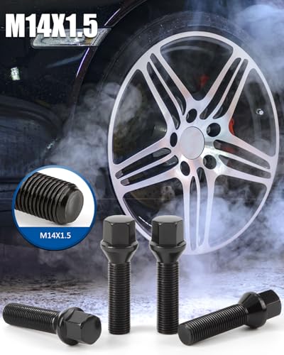 GAsupply 14x1.5 40mm Shank Lug Bolts, 17mm Hex, 20pcs Black Conical Seat - color: Black, size: 40mm Shank Acron Seat