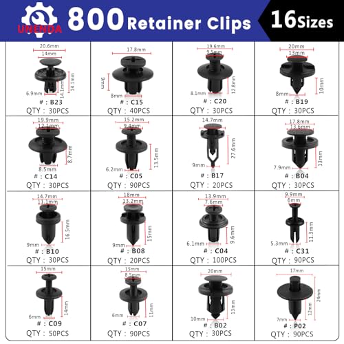 802Pcs Car Trim Clips Kit w/ 2 Tools for GM Ford Toyota Honda Benz - size: Car Clips 802PCS-Blue