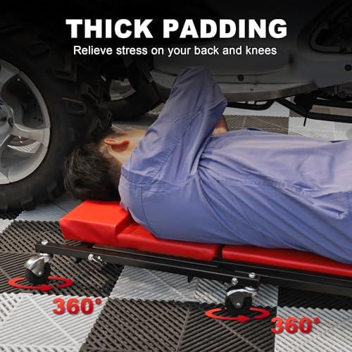 Big RED 36" Rolling Foldable Automotive Creeper, Car Creeper, 2-in-1 Garage Shop Creeper for Auto Repair, 300 Lbs Capacity, Red,TAM6505RR Torin - style: Creeper-36inch-Red