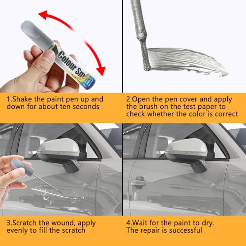 2 in 1 Touch Up Paint for Cars, Car Paint Scratch Repair - color: Silver