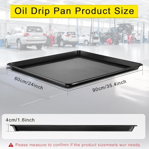 6 Pcs Extra Large Oil Drip Pan, 35.4×24×1.6Inches Oil Drain Pan for Under Car,Plastic Oil Drip Tray for Garage, Fridges, Washing Machines, Cat Litter Box,Keeps Floors Safe & Clean - size: 6 Pack