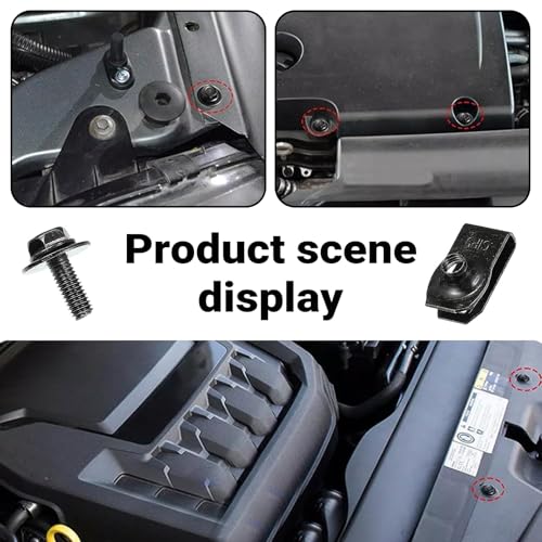 100 PCS Car Body Screws and Bolts, Splash Shield Retainer U-Nuts Kit, Bumper Fender Screws Bolts Set, Universal Engine Chassis Nut/Body Clamp, for Most Cars (Black)
