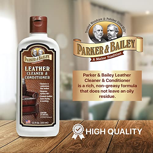 Parker & Bailey Leather Cleaner & Conditioner – Restores & Conditions, Cleaner For Upholstery or Car Interior, Car Seat Cleaner, Faux, Furniture, Handbags, Shoes & More 12oz