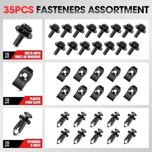 DNA Motoring 35pcs Engine Under Cover Splash Shield Guard Body Bolts, Bumper Fender Rivet Car Retainer Fastener Clips Compatible with Infiniti Nissan G35 G37 FX35 FX45 EX35 370Z 350Z, TOOLS-00735 - style: 35pcs
