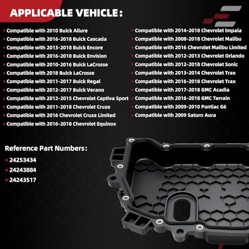 EPPO Transmission Oil Pan 24253434 for Buick Cascada for Encore for Chevrolet Malibu for Cruze for Sonic for GMC for Pontiac for Saturn 24243884 24243517 SK242534 15773987 24236878 - size: 24253434