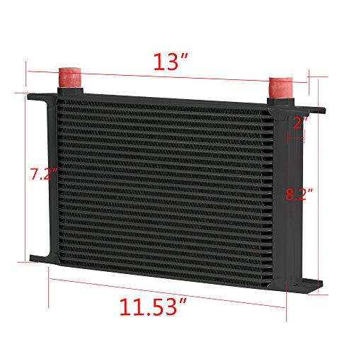 G-PLUS 25 Row AN10-10AN Universal Aluminum Engine Transmission Oil Cooler - color: Black, size: Flat angle Style