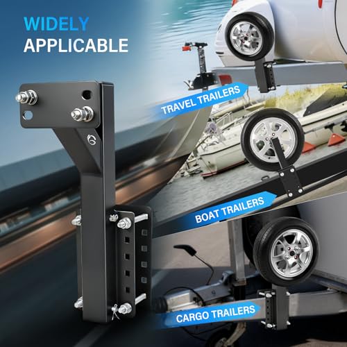 Elevated Spare Tire Carrier Mount, Folding 17 Inch Trailer Bracket Heavy Duty Holder, Fits 4/5/6 Lugs Trailer Wheels on 4"/4.5"/4.75"/5" and 5.5" Bolt Patterns, Holds up to 150 Lbs(Black) - color: Black