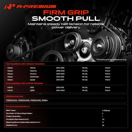 A-Premium Belt Tensioner Assembly with Pulley Compatible with Nissan