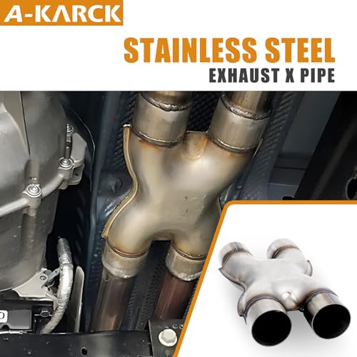A-KARCK Exhaust X Pipe Dual 2.5" Inlet, 12" Long Dual 2.5" Outlet Stainless Steel X Pipe for Smoother Exhaust (Wide-edge) - color: X Pipe, size: 2.5inch 12"Long Wide