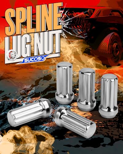 SUCOSO M14x1.5 Lug Nuts,32pcs 14x1.5 Chrome Wheel Nuts with Socket Key - color: Silver