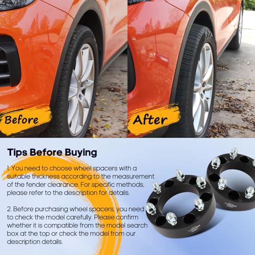 OCPTY 2PCS 6x5.5 to 6x5.5 Wheel Spacers 1.5 inch 14x1.5 Studs 108mm Bore - size: 1.5 inch