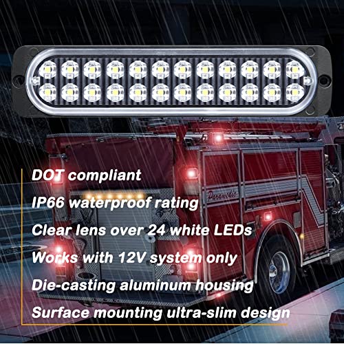 Pack of 2 Aluminum Housing Clear Lens White LED Reverse Backup Running Trailer Lights 7.5 Inch, DOT Compliant Waterproof Surface Mount Lighting for Truck Jeep RV - color: White, size: 7.5 INCH