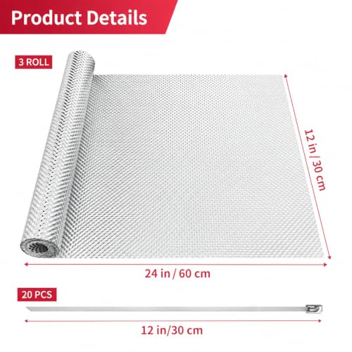 Exhaust Heat Shield, Aluminum, Automotive, 12" x 24" 3-Pack - size: 12" x 24" 3-Pack