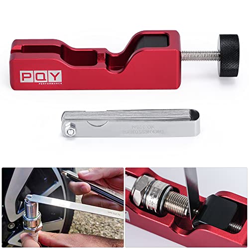 Universal Spark Plug Gap Gapping Tool with 32 Blade Feeler Gauge Red - color: red+feeler gauge