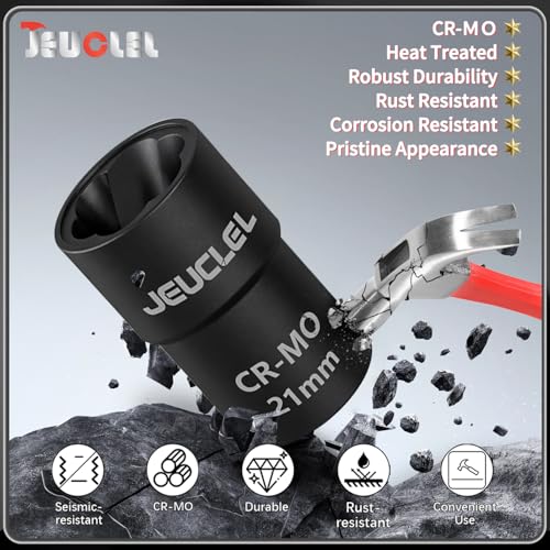 21mm 1/2" Drive Lug Nut Remover, Damaged Nut Lock Remover Extractor - size: 21mm