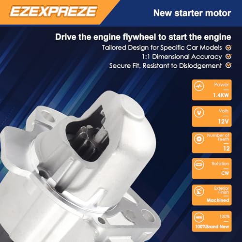 Ezexpreze 17986 New Starter Replacement for Chevy Traverse 09-17, GMC Acadia 07-16, Buick Enclave Lacrosse, Cadillac SRX XTS STS, Impala 12-20, Pontiac Saturn Suzuki 3.0L 3.6L V6 Engine OE#: 12645298