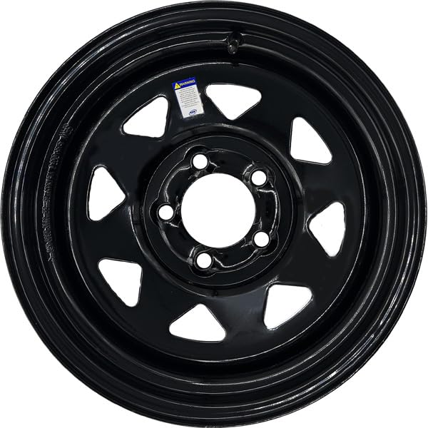 Premium Service 15x6 5 on 4.5 Spoked Steel Trailer Wheel (Black) - color: Black