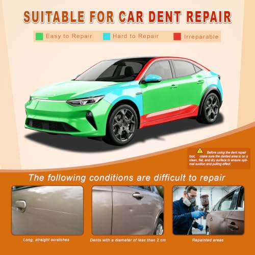 Dent Puller Kit 3-Pack - Car Dent Remover Tool with 1 Large Black & 2 Small Orange Suction Cups, Paintless Dent Repair Kit for Car Body, Glass Lifting, Tile Puller, Sheet Metal & Moving Objects