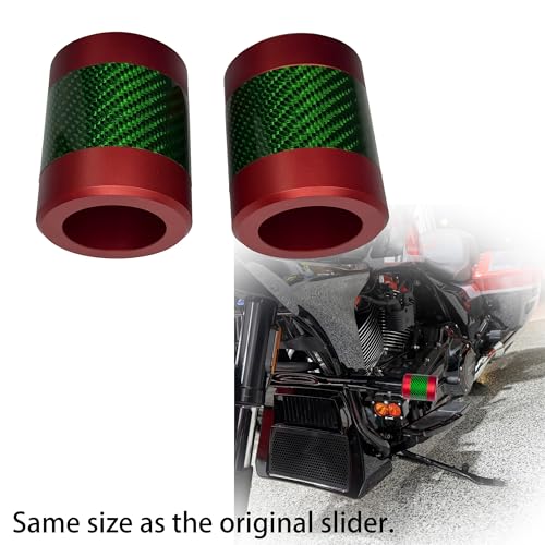 Motorcycle Crash Bar Guard CNC Slider Engine Guard Collision Protector with Green Carbon Fiber Fit for Harley 2024 CVO Road Glide ST,2PCS (Red) - color: Red
