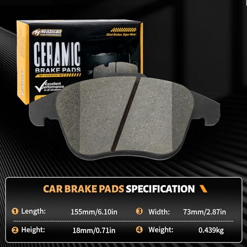 Ceramic Front Brake Pads Set Compatible with 2015-2018 Audi Q3/Q3 Quattro;2012-2020 Volkswagen Passat;2009-2017 Volkswagen Tiguan;2017-2018 Volkswagen Tiuan Limited (D1375) - color: HZ1375