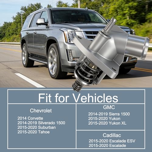 Upgrade Aluminium Thermostat Housing Assembly Fit for Cadillac Escalade ESV Chevrolet Corvette Tahoe Suburban Silverado 1500 GMC Sierra 1500 Yukon XL,Replace 12666569