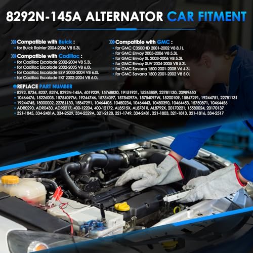 Car Alternator 8292 145A Fit for Chevy Silverado for GMC Sierra - size: #8292N-145A Alternator