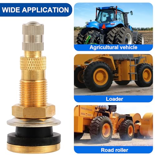 10 Piece TR618A Metal Valve Stems for Agricultural Equipment. Fits 0.618''+0.0157'' Valve Hole Dia, Length 1.99'', Brass Colour - size: TR618A 10pcs