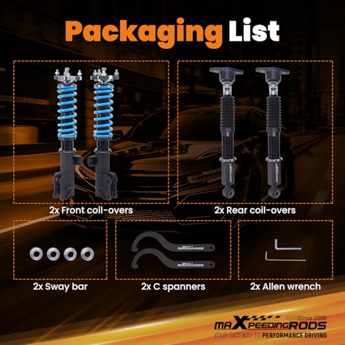 maXpeedingrods Coilover for Mazda CX-5 FWD/AWD 2013-2016, 24 Levels Damper Adjustable Coilovers Suspension Kit, Height Adjustable Shock Absorber Struts, T6 Upgraded Lowering Kits Blue