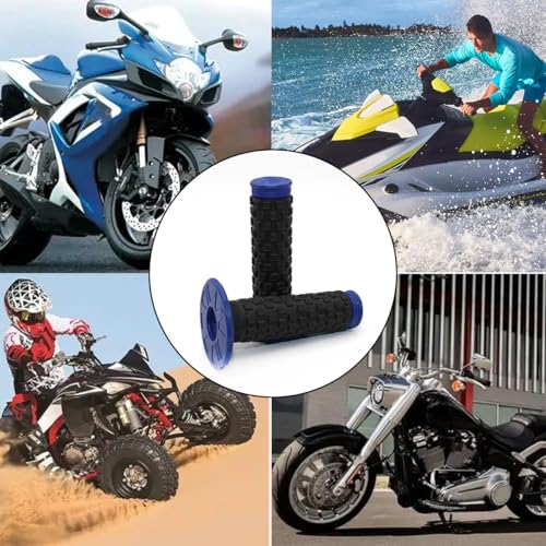 Bittwee 2PCS Motorcycle Hand Grip, 7/8'' 22mm 24mm Left Right Rubber Motorbike Pillow Thruster Grips, Anti-Slip Racing Handlebar Grips, Universal for Motocross Scooter Dirt Bike (Blue/Black) - color: Blue/Black