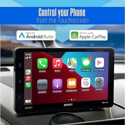 Jensen JDASHCP 7" Portable Wireless Apple CarPlay Android Auto for Any Car