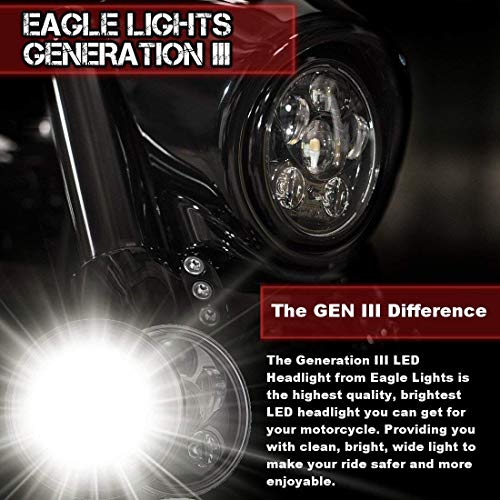 Eagle Lights 5.75 inch LED Motorcycle Headlight Kit for Honda with Bracket and Hardware - Plug and Play (Chrome Generation III with Halo Ring) fits 2002-2008 VTX 1800, VTX 1300 - color: Chrome Generation III w/ Halo Ring